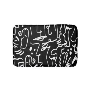 Abstract Faces Masks: Geometric Pattern Bath Mat