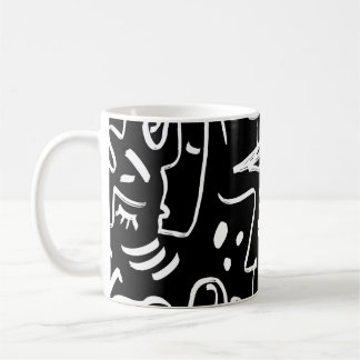 Abstract Faces Masks: Geometric Pattern Coffee Mug