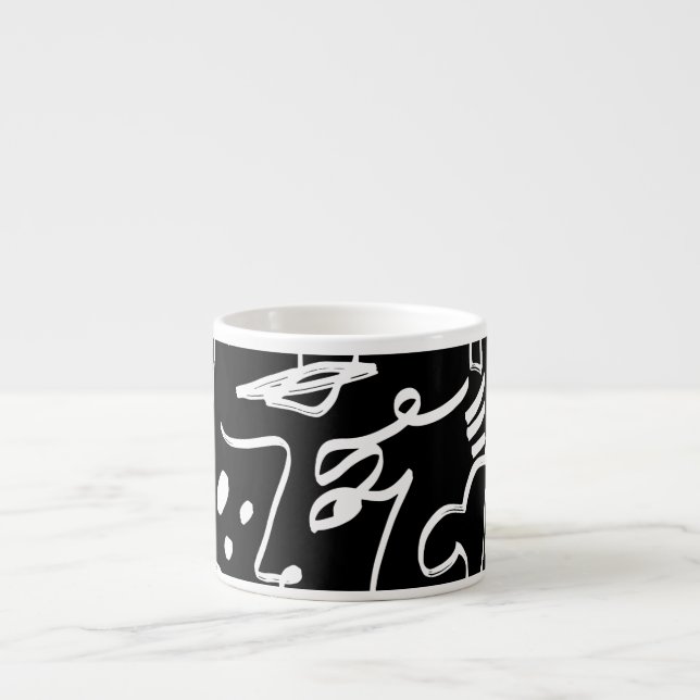 Abstract Faces Masks: Geometric Pattern Espresso Cup (Front)