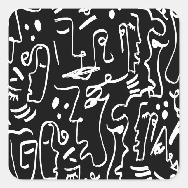 Abstract Faces Masks: Geometric Pattern Square Sticker (Front)