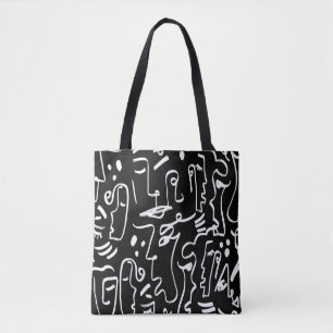 Abstract Faces Masks: Geometric Pattern Tote Bag