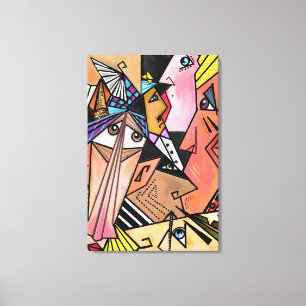 Abstract Faces - Moods - Cubism Portrait Painting  Canvas Print