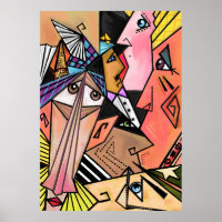 Abstract Faces - Moods - Cubism Portrait Painting