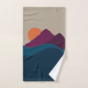 Abstract Fall Autumn Mountain Landscape Sunset Bath Towel Set