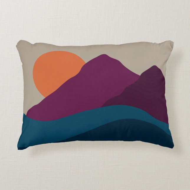 Abstract Fall Autumn Mountain Landscape Sunset  Decorative Cushion (Front)