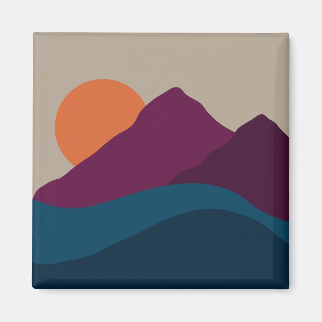 Abstract Fall Autumn Mountain Landscape Sunset  Magnet (Front)