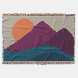 Abstract Fall Autumn Mountain Landscape Sunset Throw Blanket