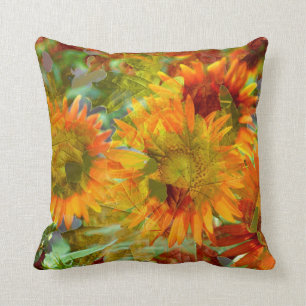 Abstract Fall Colour Flowers Cushion