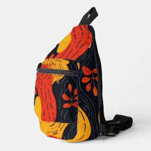Abstract Fall Colours Orange and Gold Leaves  Sling Bag