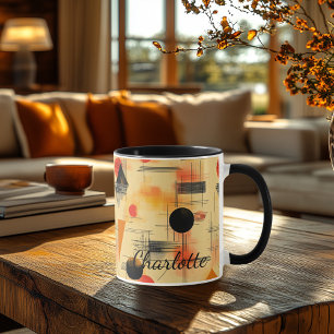 Abstract Fall Geometric Mug - Personalised Retro