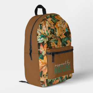 Abstract Fall Leaves Brown and Gold Printed Backpack