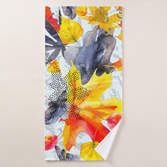 Abstract fall seamless pattern in bright autumn co bath towel (Bath Towel)