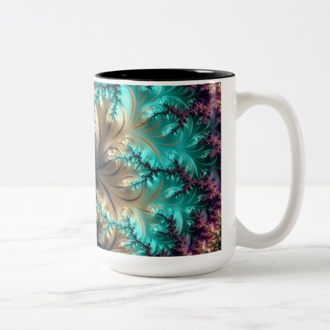 Abstract faloral  Two-Tone coffee mug (Right)