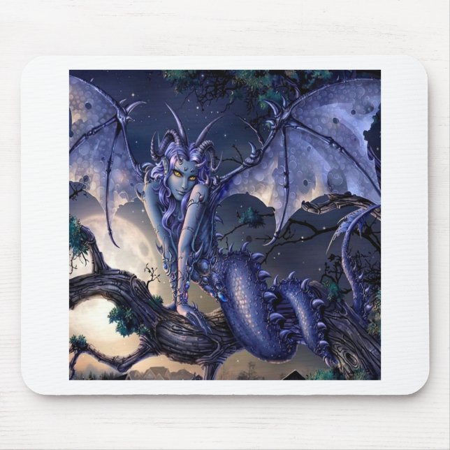 Abstract Fantasy Dragon Girl Flirt Mouse Pad (Front)