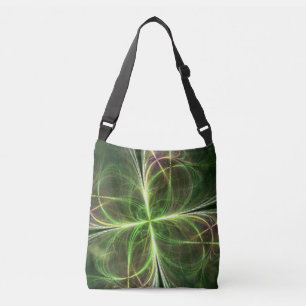 Abstract Fantasy Four Leaves Green Clover Crossbody Bag
