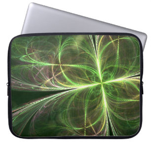 Abstract Fantasy Four Leaves Green Clover Laptop Sleeve
