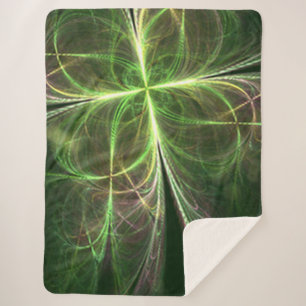 Abstract Fantasy Four Leaves Green Clover Sherpa Blanket