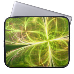 Abstract Fantasy Four Leaves Green Yellow Clover Laptop Sleeve
