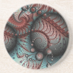 Abstract Fantasy Fractal Art Balls Brown Blue Coaster