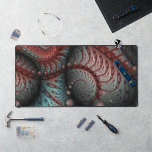 Abstract Fantasy Fractal Art Balls Brown Blue Desk Mat