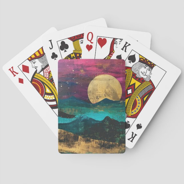 Abstract Fantasy Moonscape Surreal Print Playing Cards (Back)
