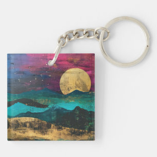 Abstract Fantasy Moonscape Two-sided Acrylic Key Ring