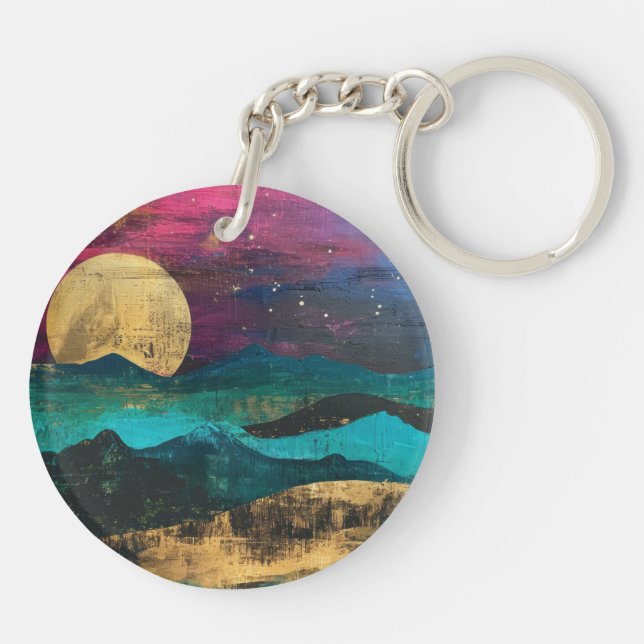 Abstract Fantasy Moonscape Two-sided Acrylic Key Ring (Back)