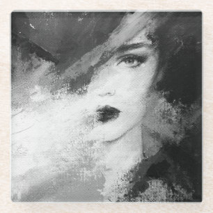 Abstract Fashion Woman Acrylic Painting Glass Coaster