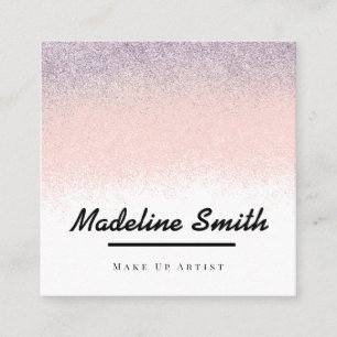 Abstract  Faux Glitter Pink Makeup Artist Nails Square Business Card