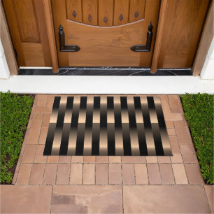 Abstract Faux Red Copper Metal Weave Art Pattern Doormat