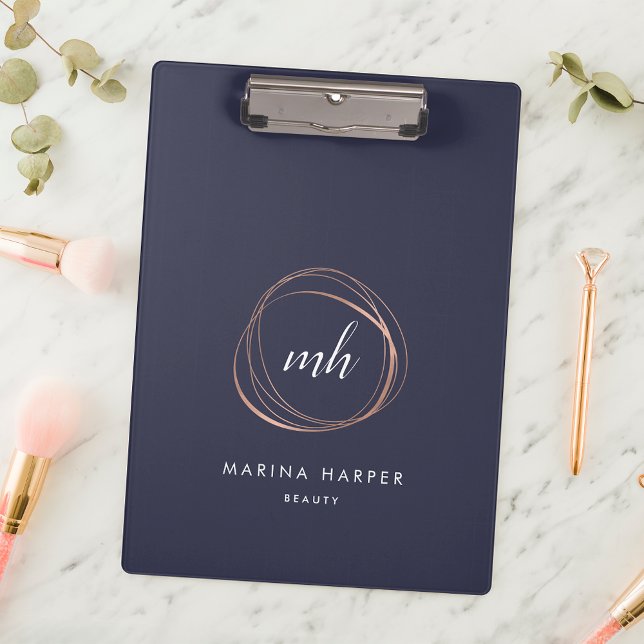 Abstract Faux Rose Gold Monogram Logo Clipboard (Creator Uploaded)