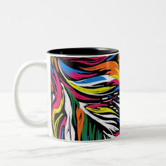 Abstract feather colourful print Two-Tone coffee mug