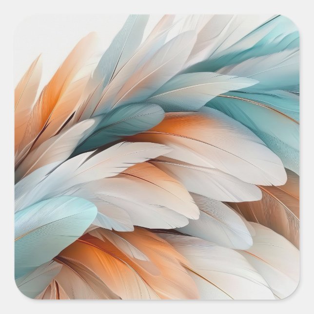 Abstract Feather Flow – Soft Elegance Square Sticker (Front)