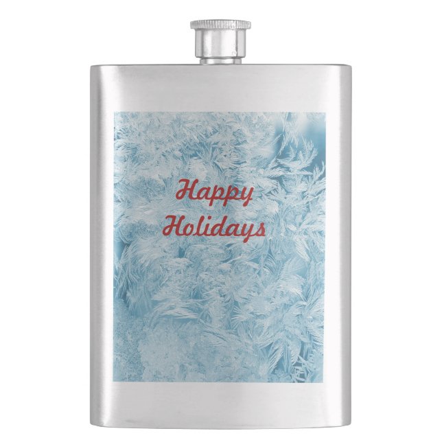 Abstract feathers and snowflakes hip flask (Front)