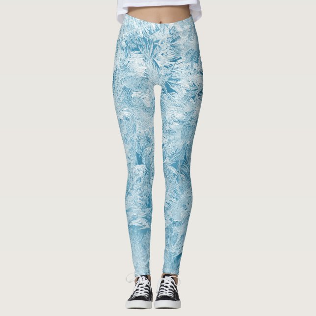 Abstract feathers and snowflakes leggings (Front)