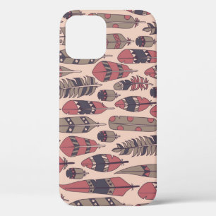 Abstract feathers: colourful vintage background. iPhone 12 case