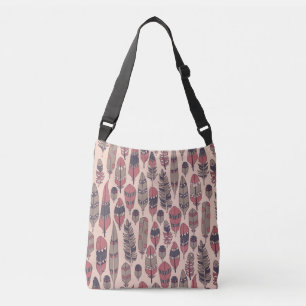 Abstract feathers: colourful vintage background. crossbody bag