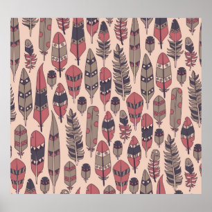 Abstract feathers: colourful vintage background. poster