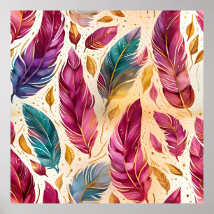 Abstract feathers pattern  poster