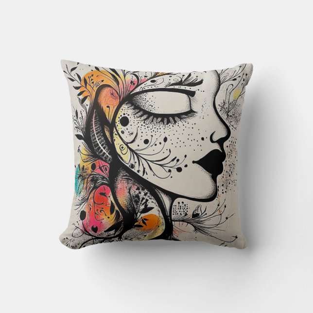 Abstract Female Art Throw Pillow (Front)