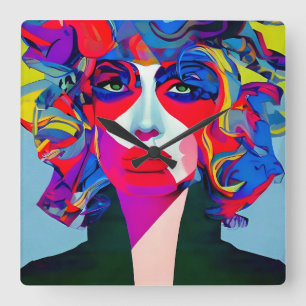 Abstract Female Square Wall Clock