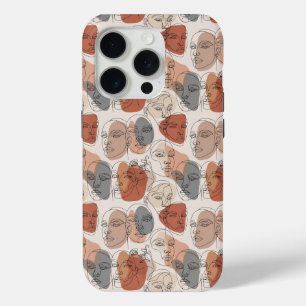 Abstract Feminine Face Pattern iPhone 15 Pro Case
