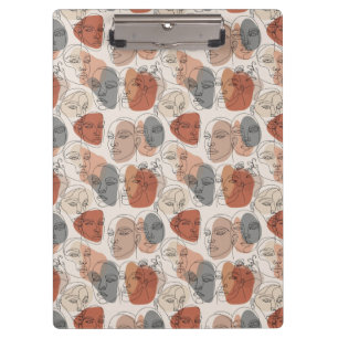 Abstract Feminine Face Pattern Clipboard