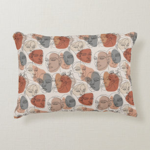 Abstract Feminine Face Pattern Decorative Cushion