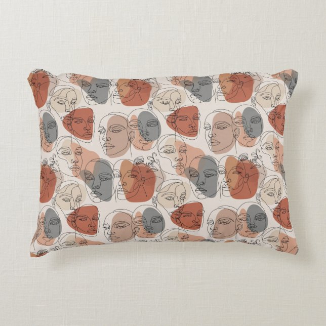 Abstract Feminine Face Pattern Decorative Cushion (Front)
