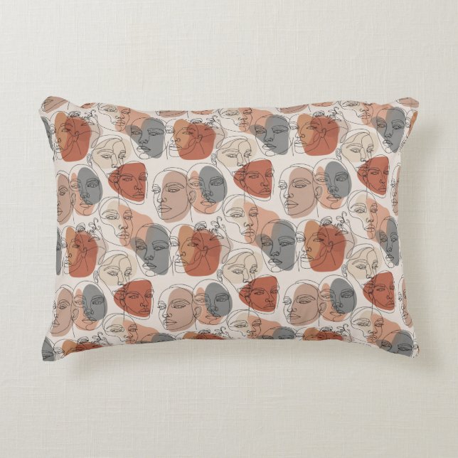 Abstract Feminine Face Pattern Decorative Cushion (Front)