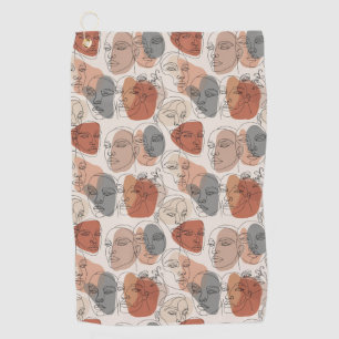 Abstract Feminine Face Pattern Golf Towel