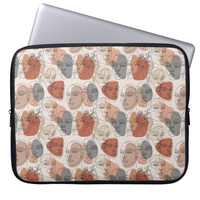 Abstract Feminine Face Pattern Laptop Sleeve (Front)