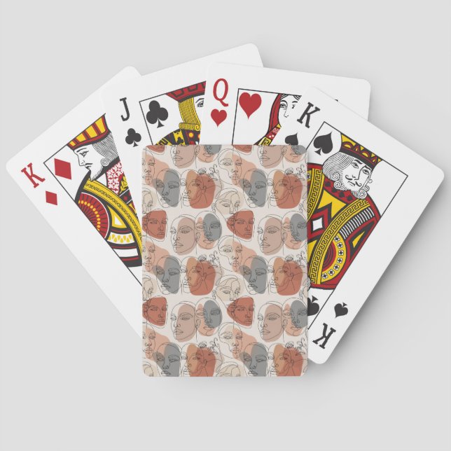 Abstract Feminine Face Pattern Playing Cards (Back)