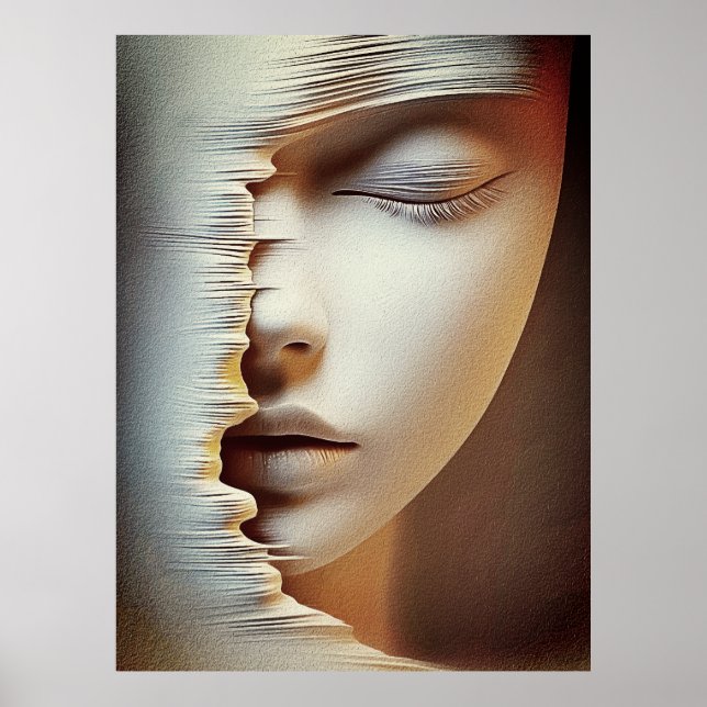 Abstract Feminine Face Wall Art – Modern Textured (Front)